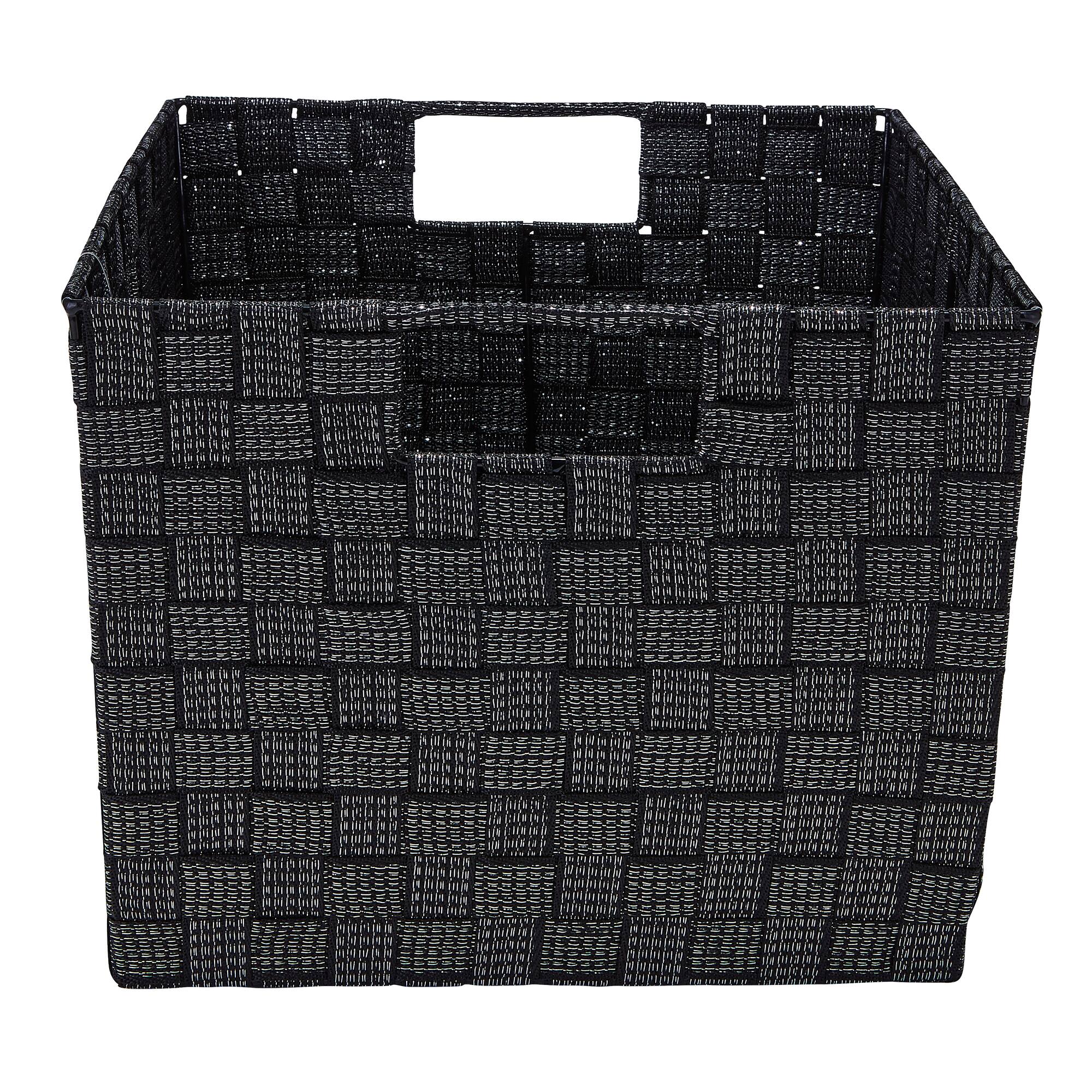 Simplify Lurex Striped Woven Storage Shelf Bin